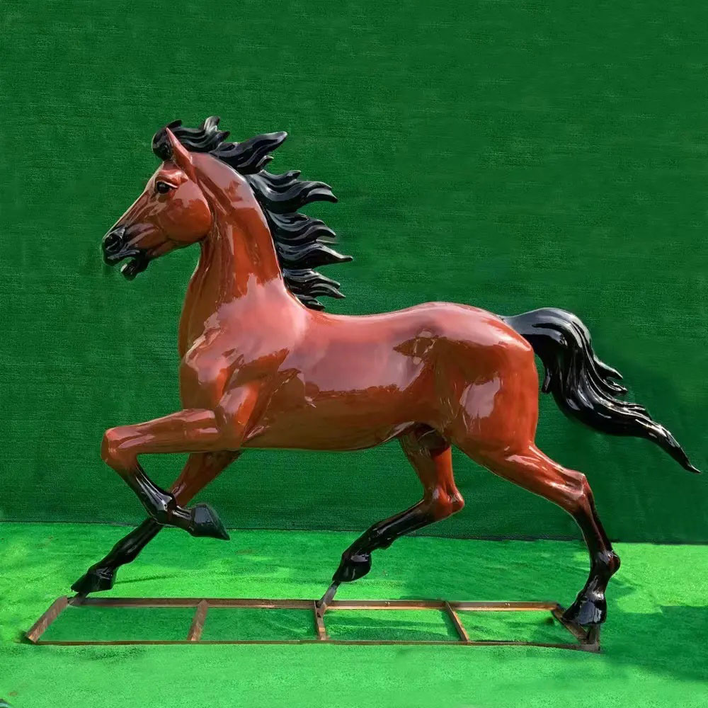 Fiberglass Horse with One Leg up Statue walking
