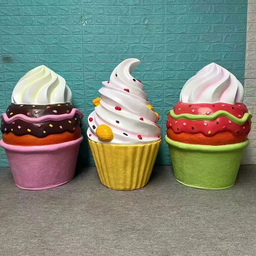 Fiberglass Ice Cream Cone Sculpture colorful dessert display