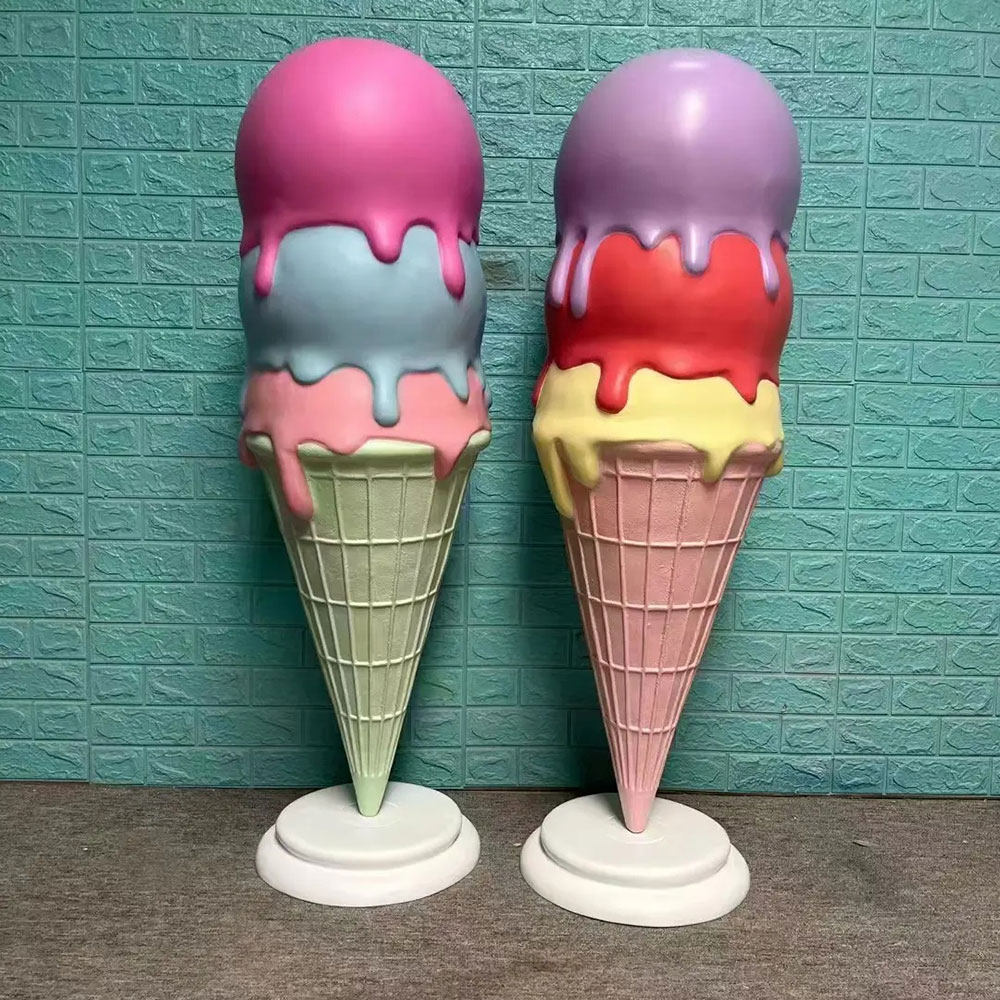 Fiberglass Ice Cream Cone Sculpture dripping layered scoops