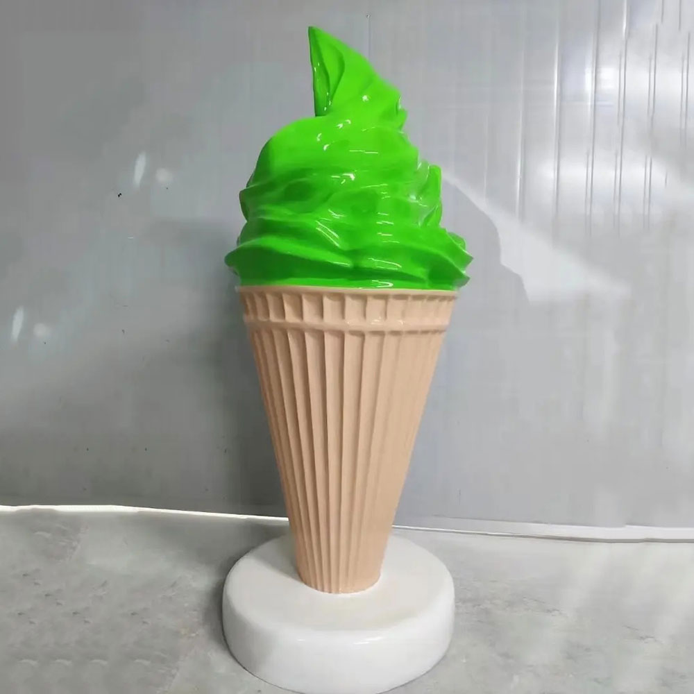 Fiberglass Ice Cream Cone Sculpture green soft serve