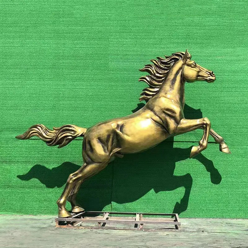 Fiberglass Leaping Horse Sculpture in dynamic motion