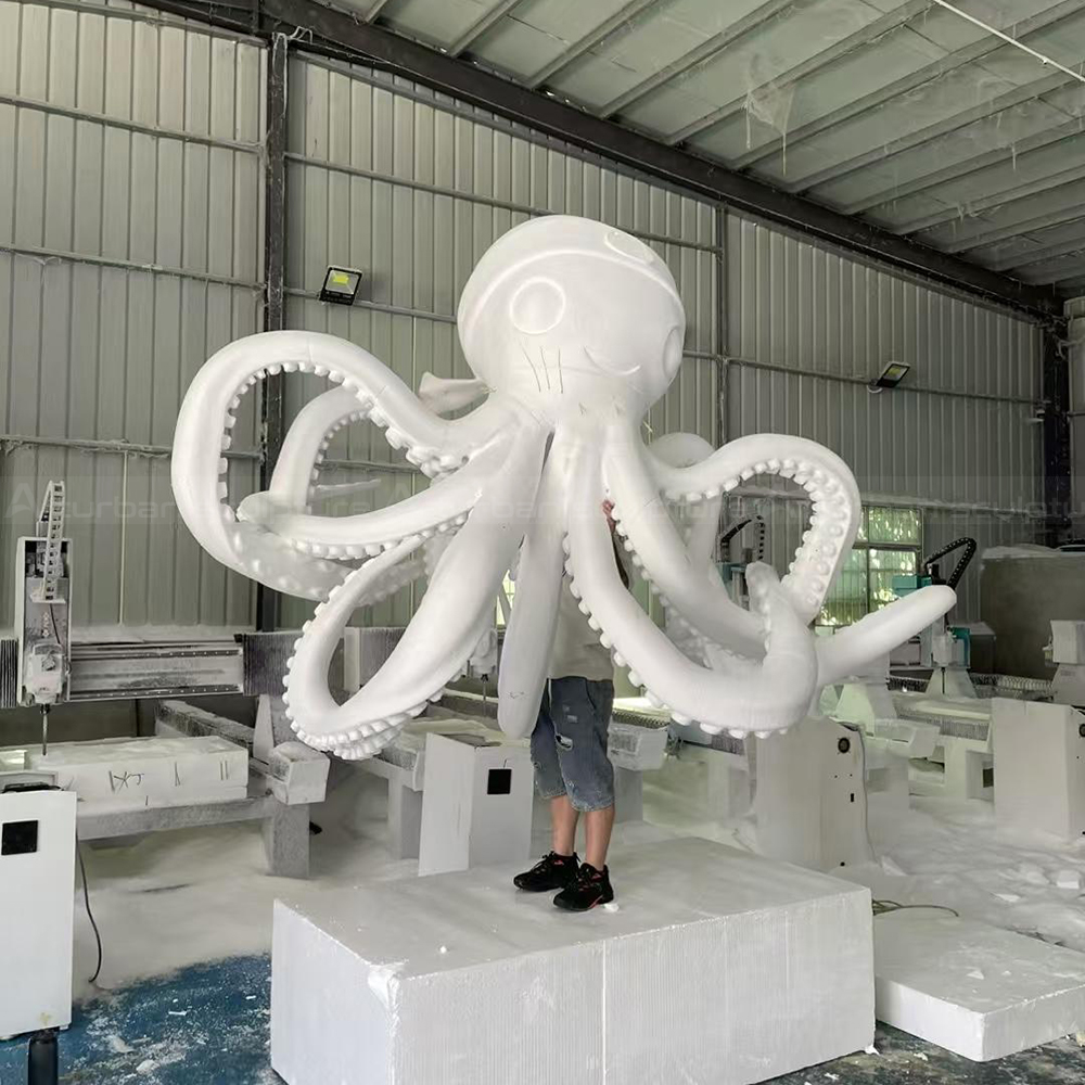 Fiberglass Octopus Garden Sculpture white foam prototype