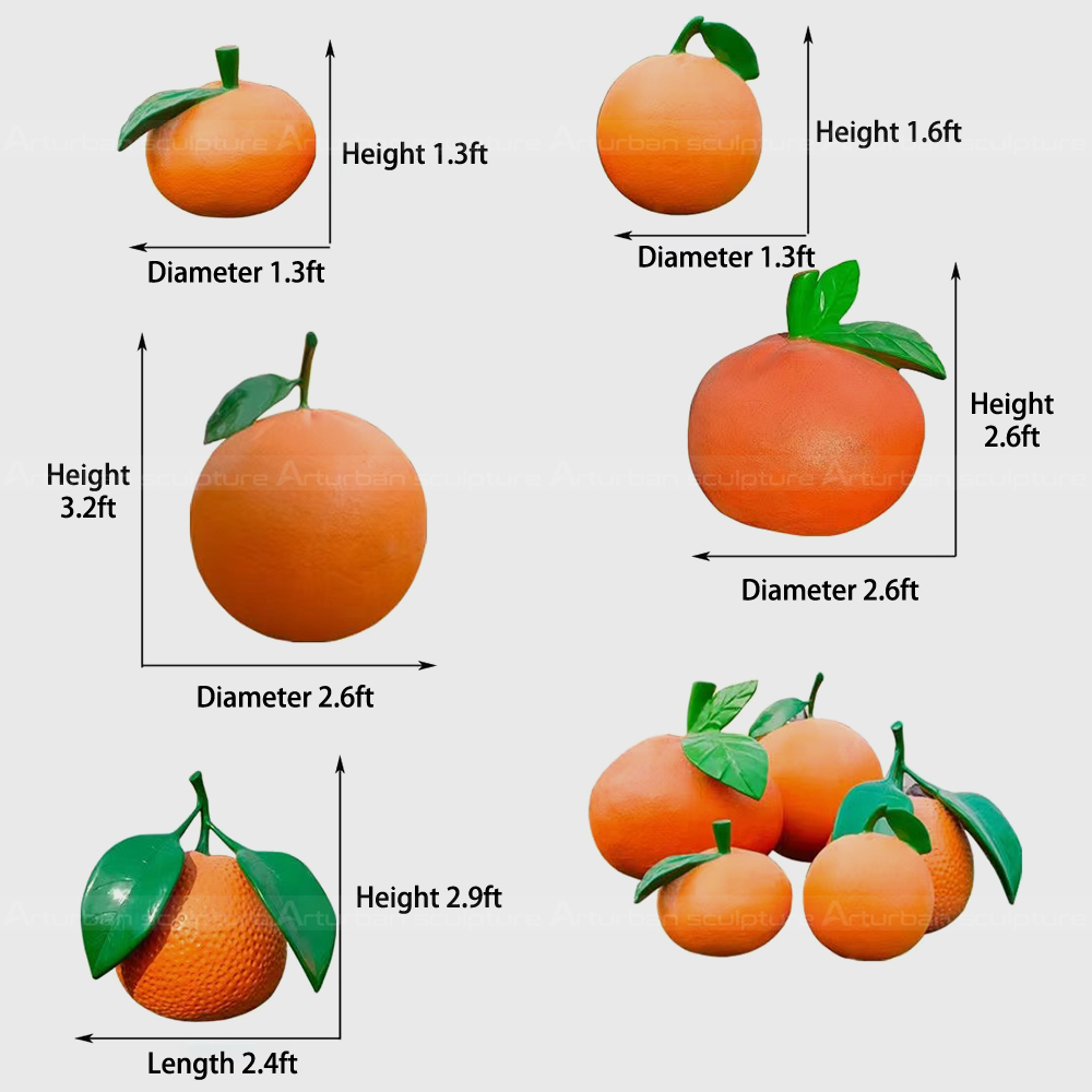 Fiberglass Orange Fruit Sculpture Set