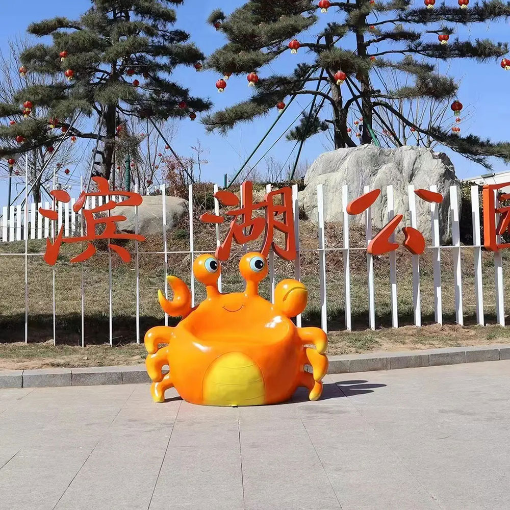 Fiberglass Outdoor Crab Statue with bench seat