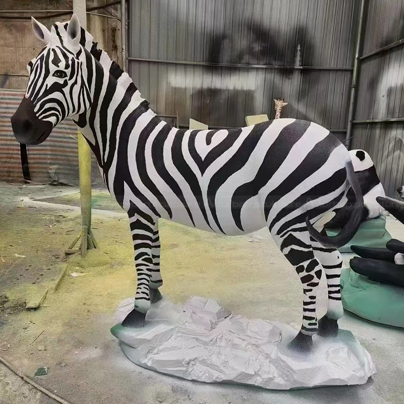 Fiberglass Outdoor Zebra Statue rock base