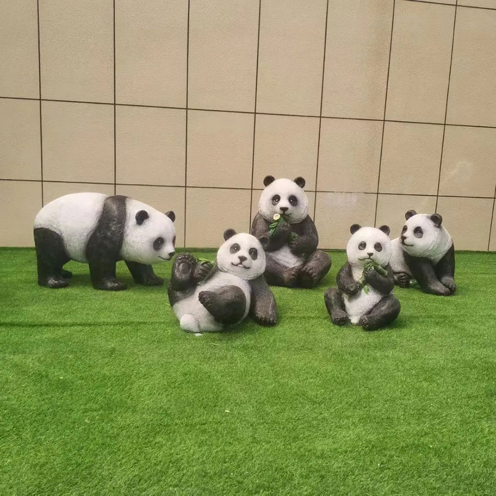 Fiberglass Panda Bear Sculpture family arrangement