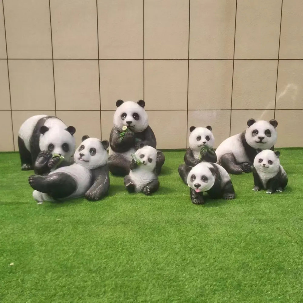 Fiberglass Panda Bear Sculpture group display