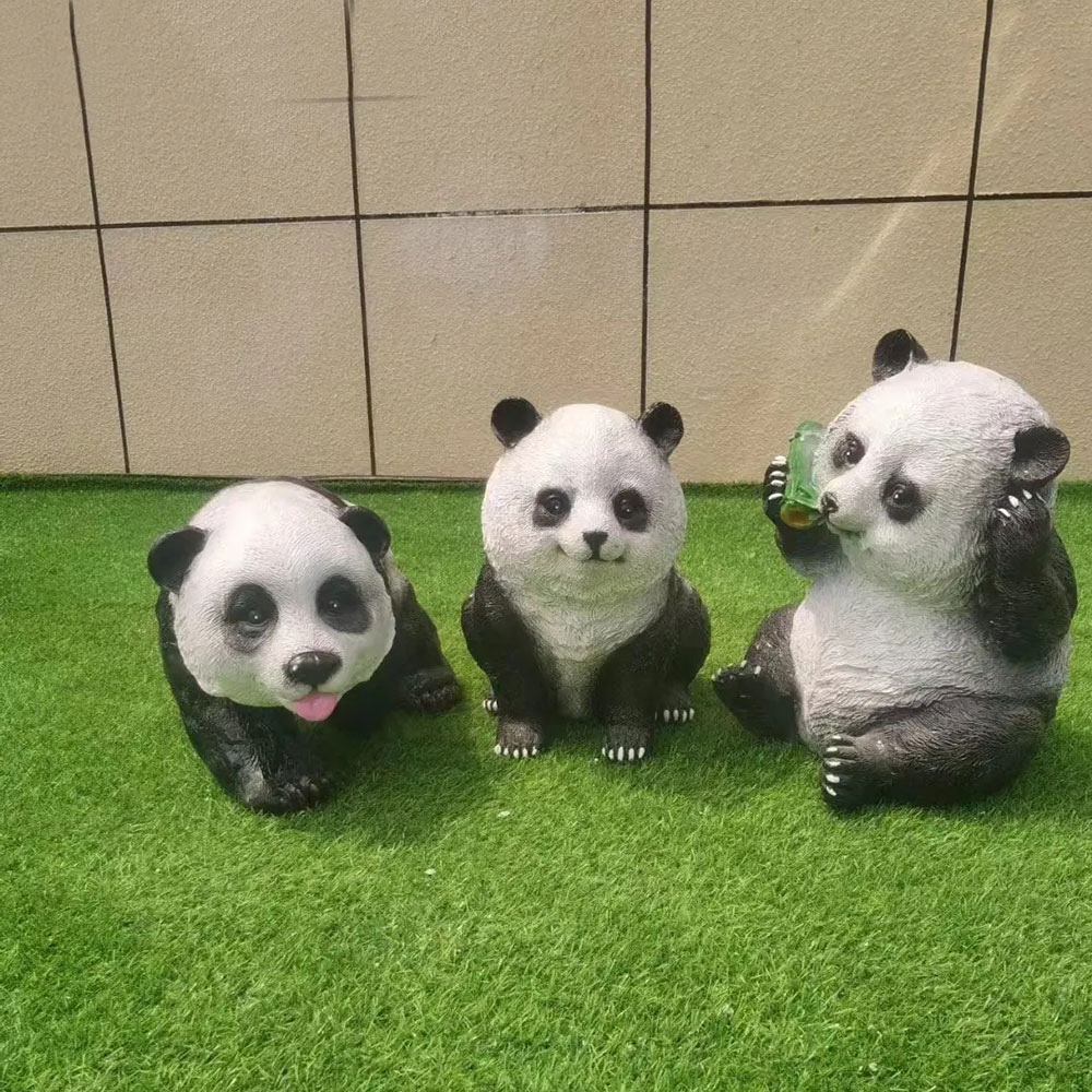 Fiberglass Panda Bear Sculpture trio scene