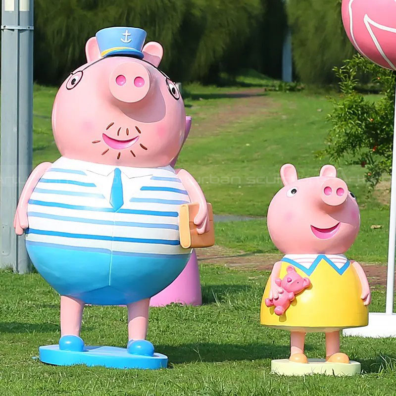 Fiberglass Peppa Pig Statue father and child