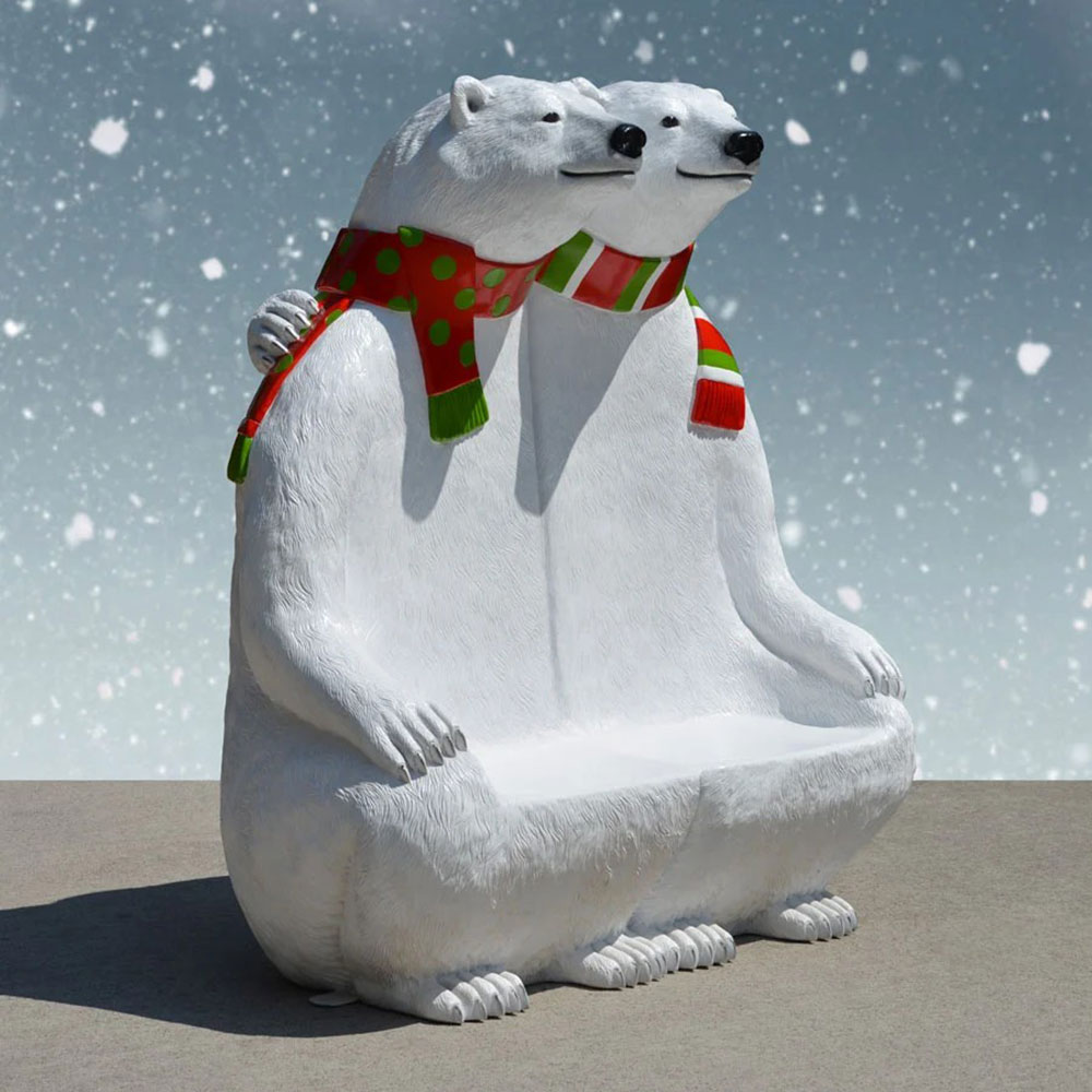 Fiberglass Polar Bear Bench