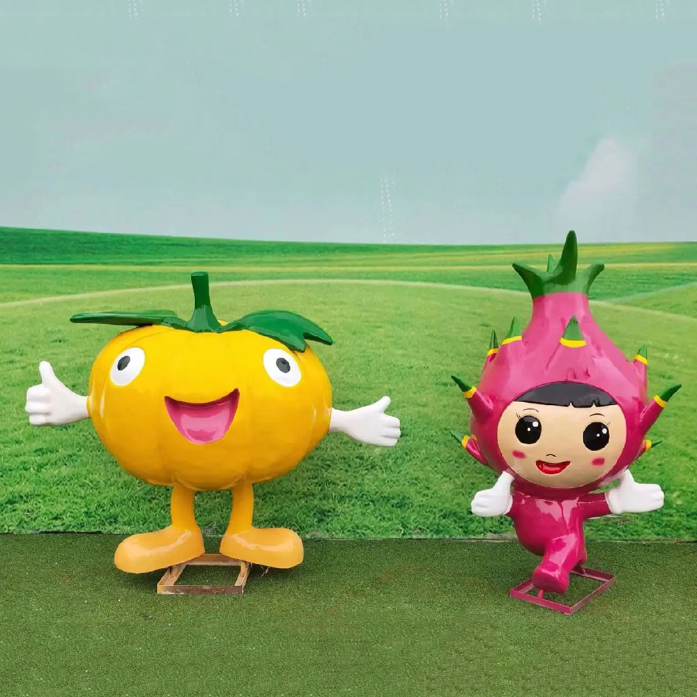 Fiberglass Statue of Fruit orange and dragonfruit pair