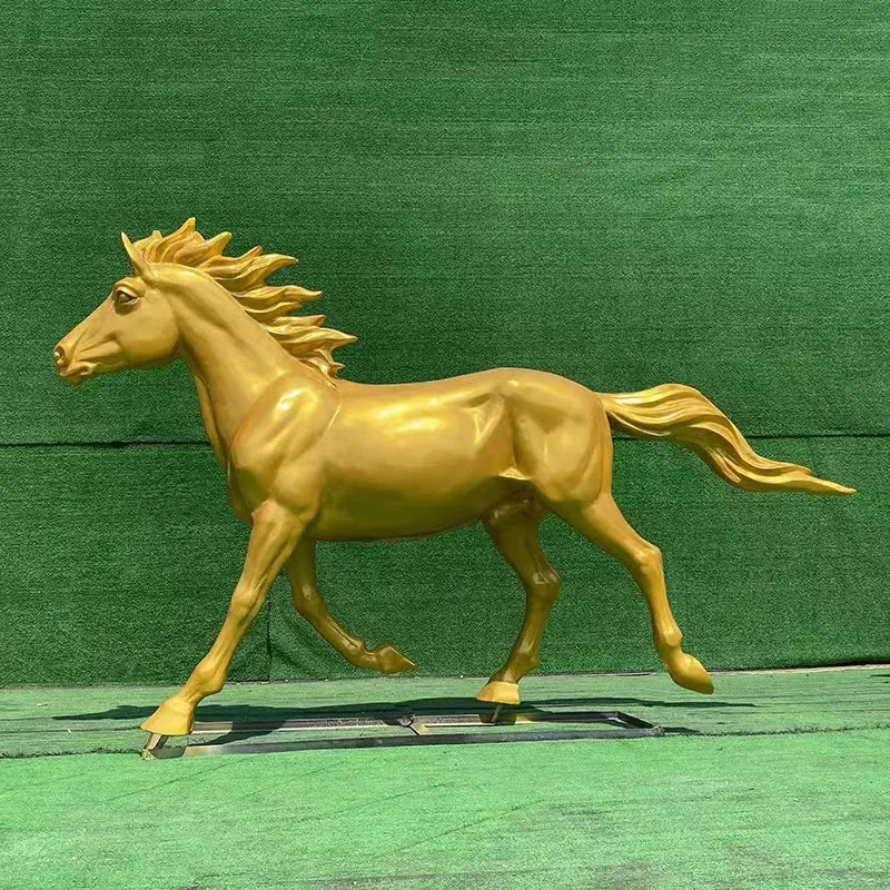 Fiberglass Walking Horse Statue with flowing mane