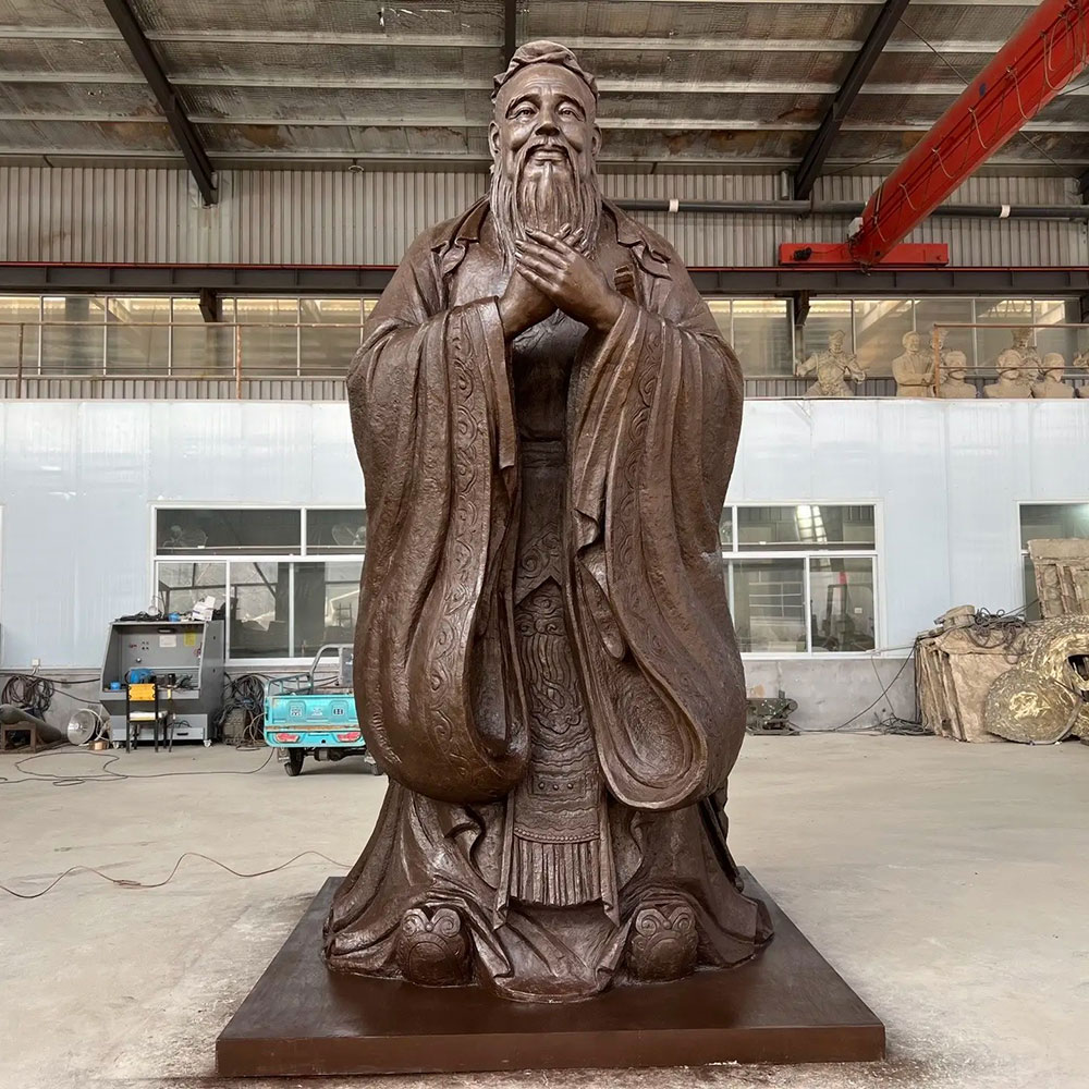 Front bronze Confucius Garden Statue full view