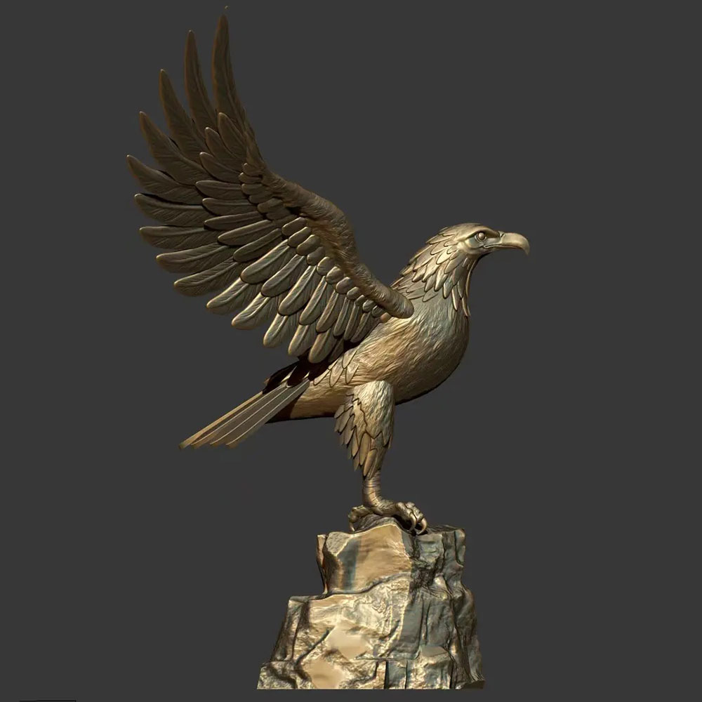 Garden Eagle Sculpture bronze 3D rendering view