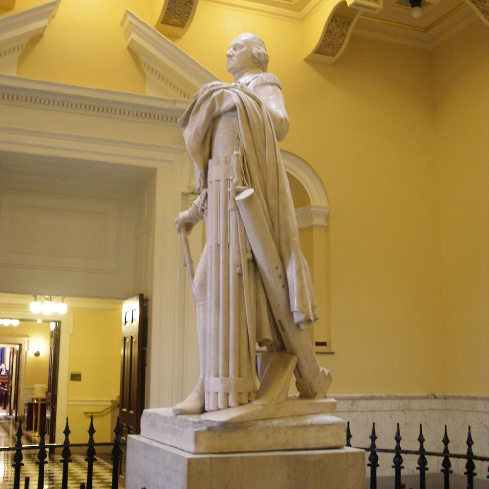 George Washington statue Houdon marble side view