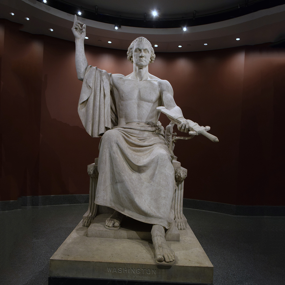 George Washington statue front view in marble