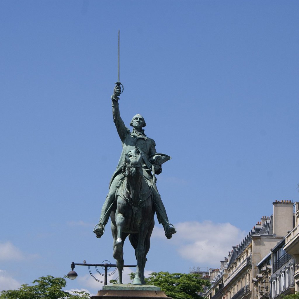 George Washington statue raising sword above horse