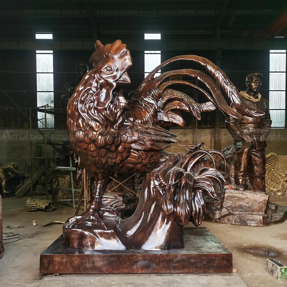 Large Outdoor Rooster Statue bronze garden display