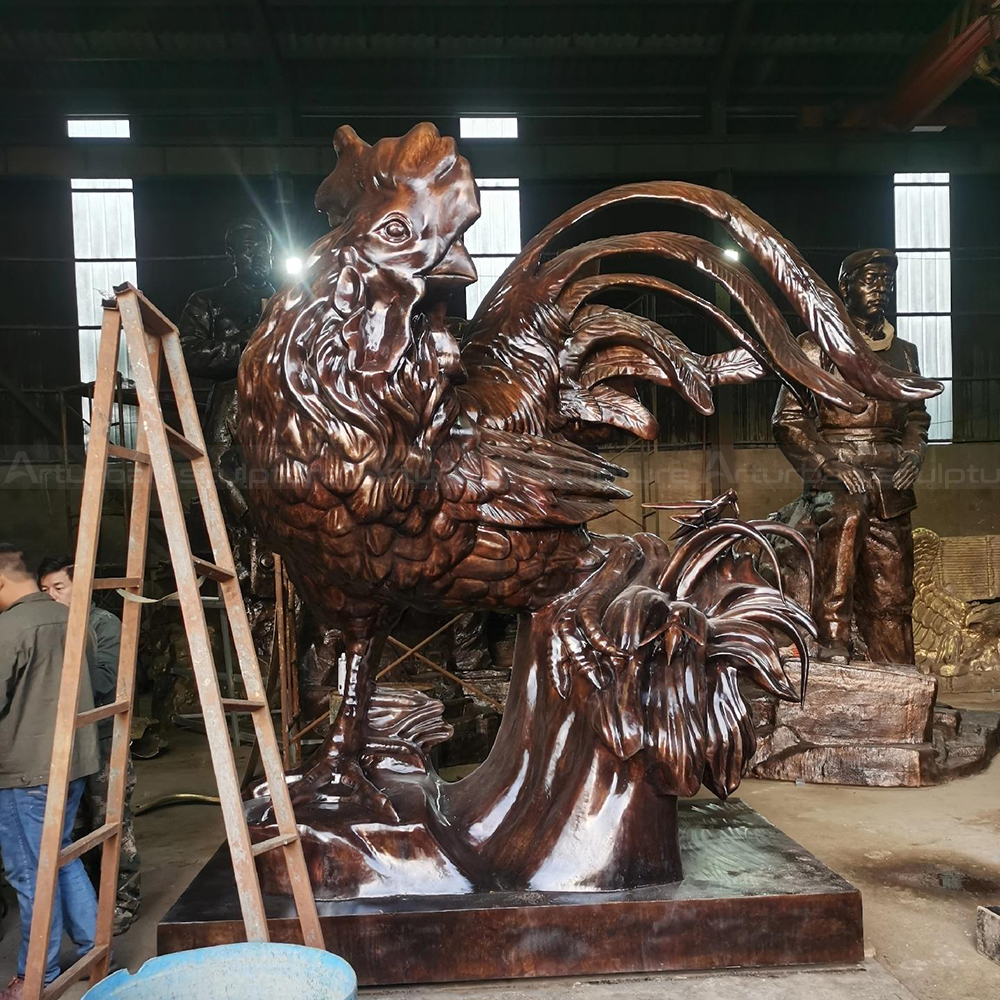 Large Outdoor Rooster Statue bronze landscape sculpture