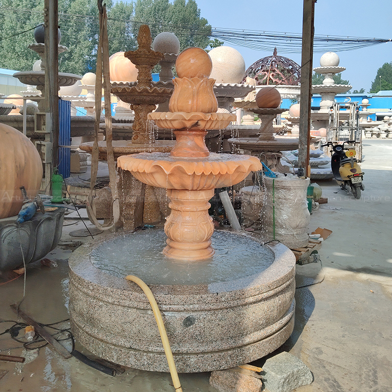 Large Tiered Fountain with marble basin base