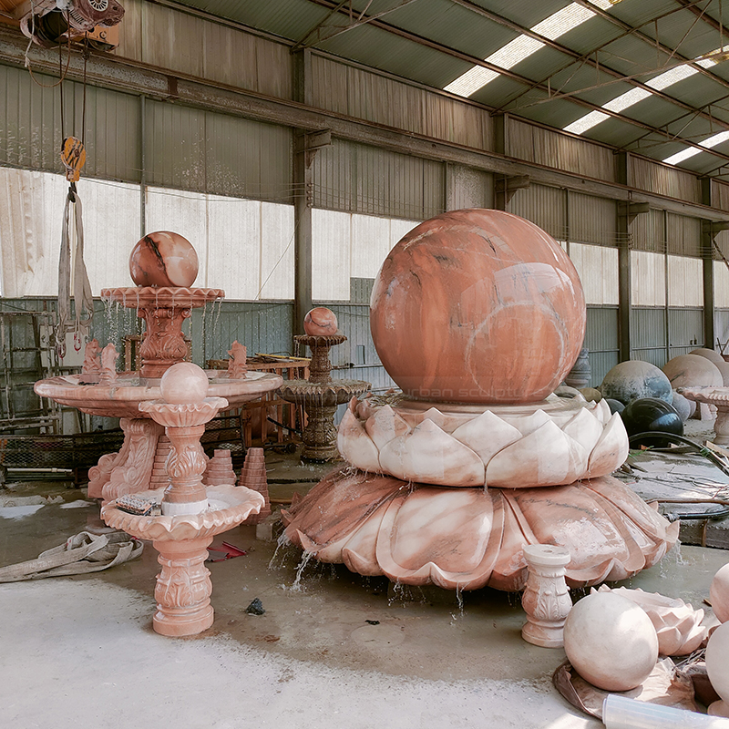 Large Tiered Fountain with polished marble ball