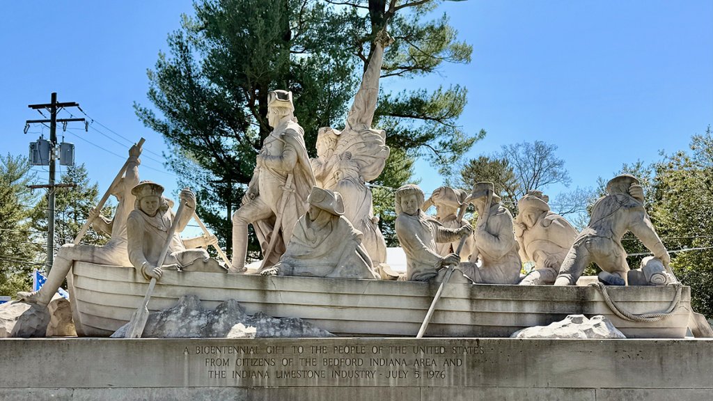 Limestone Washington Crossing Delaware group sculpture outdoors