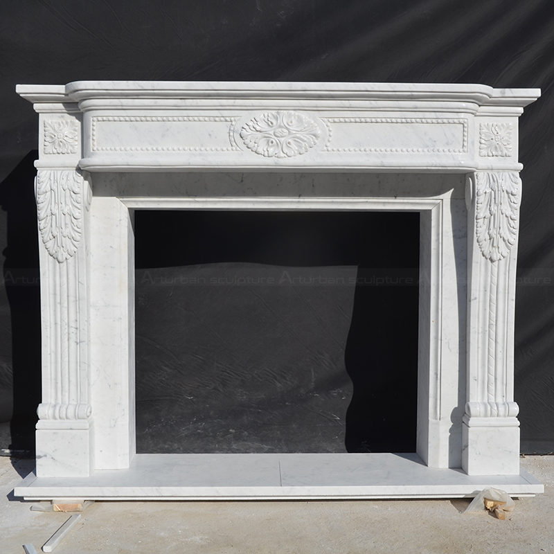 Marble Fireplace Shelf with classical leaf details