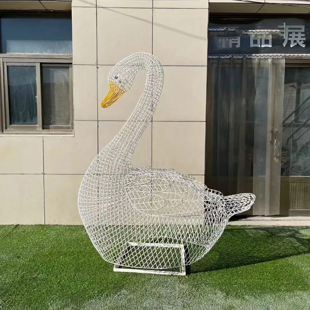 Outdoor Wire Swan Statue stainless steel design