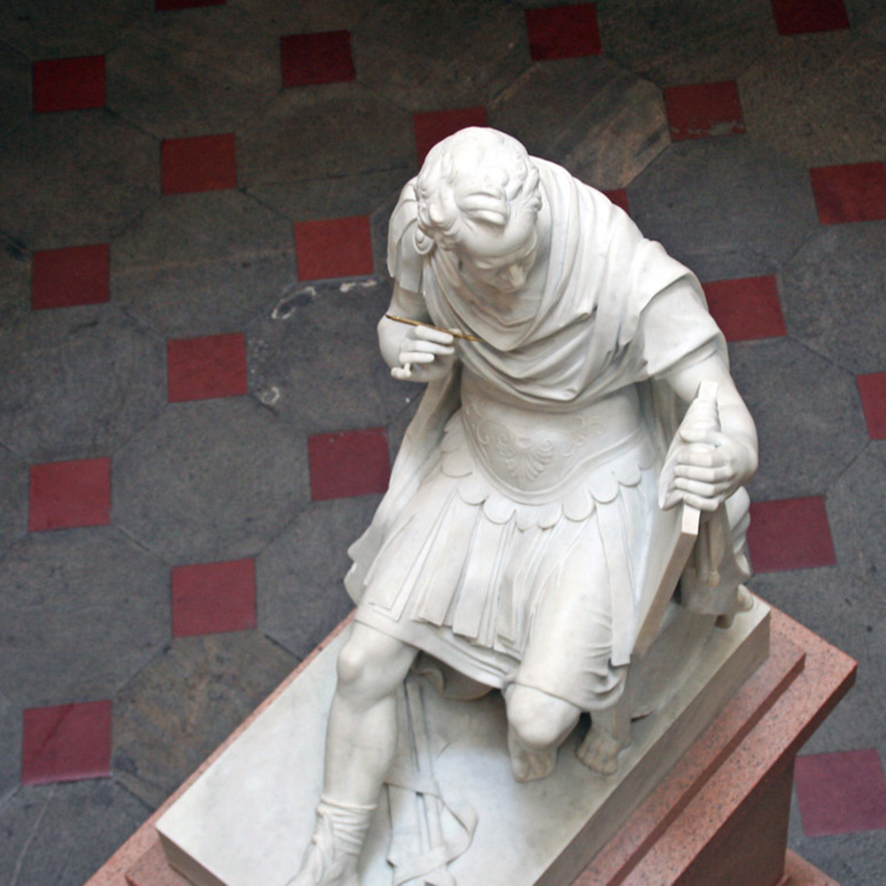 Overhead view of seated Canova Washington sculpture