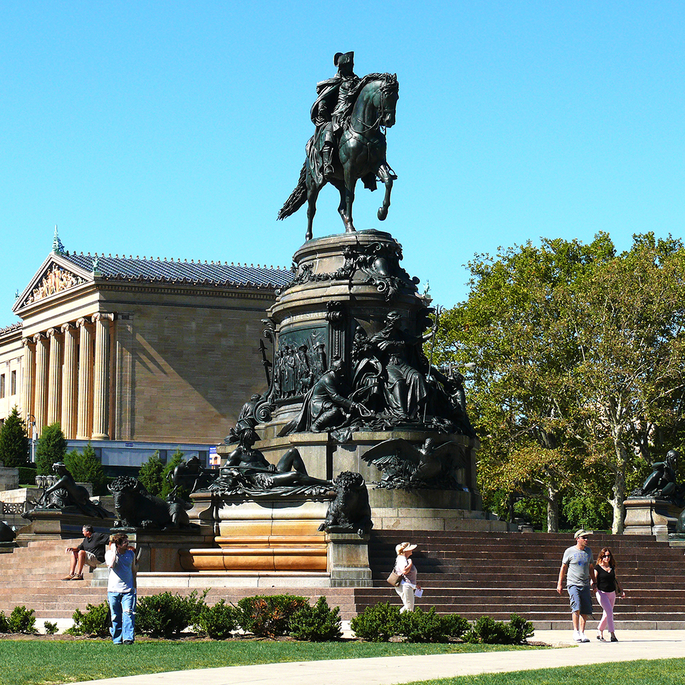 Philadelphia Washington Monument with bronze equestrian figure