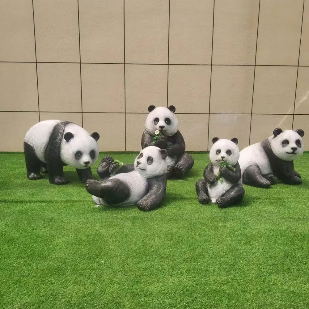Realistic fiberglass Panda Bear Sculpture collection
