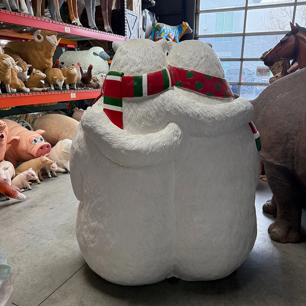 Rear view of fiberglass Polar Bear Bench
