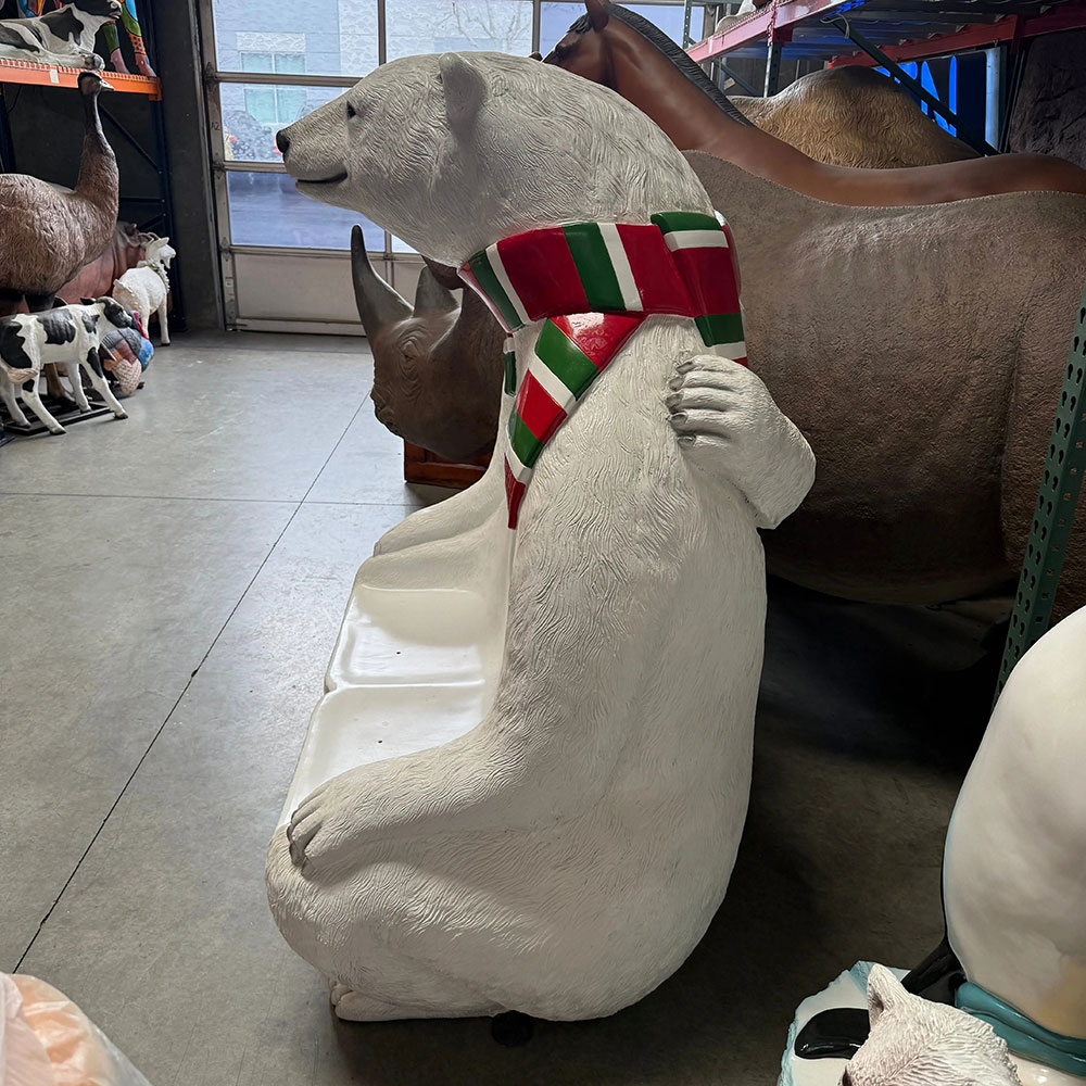 Side view fiberglass Polar Bear Bench design
