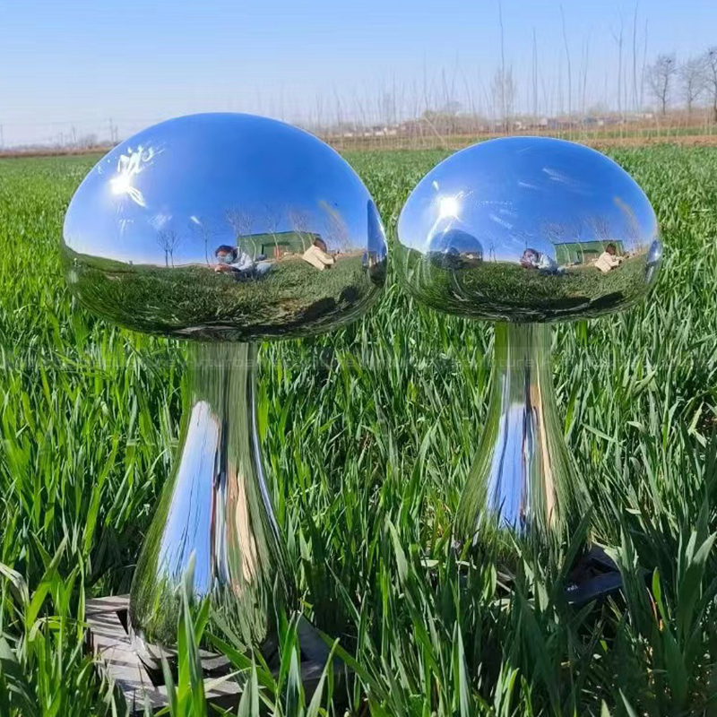 Stainless steel Large Mushroom Lawn Ornaments pair