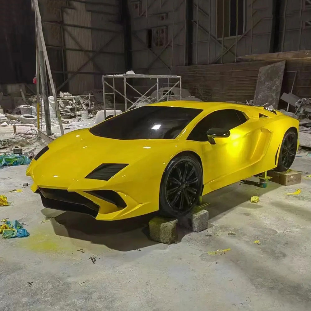 Stainless steel Metal Car Statue in yellow