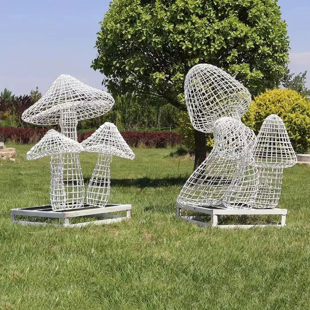 Stainless steel large garden mushroom statues varied forms