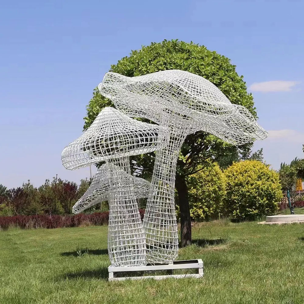 Stainless steel large garden mushroom statues