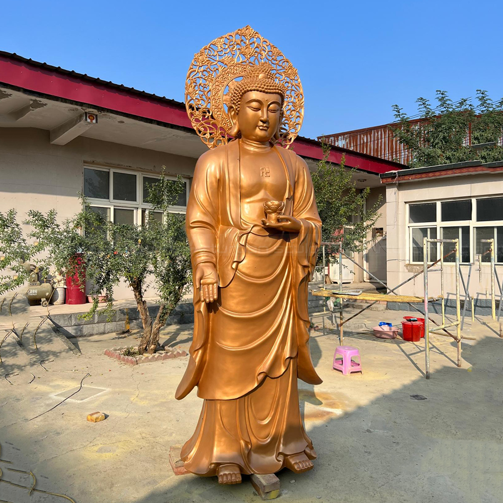 Tall Buddha Garden Statue bronze frontal pose