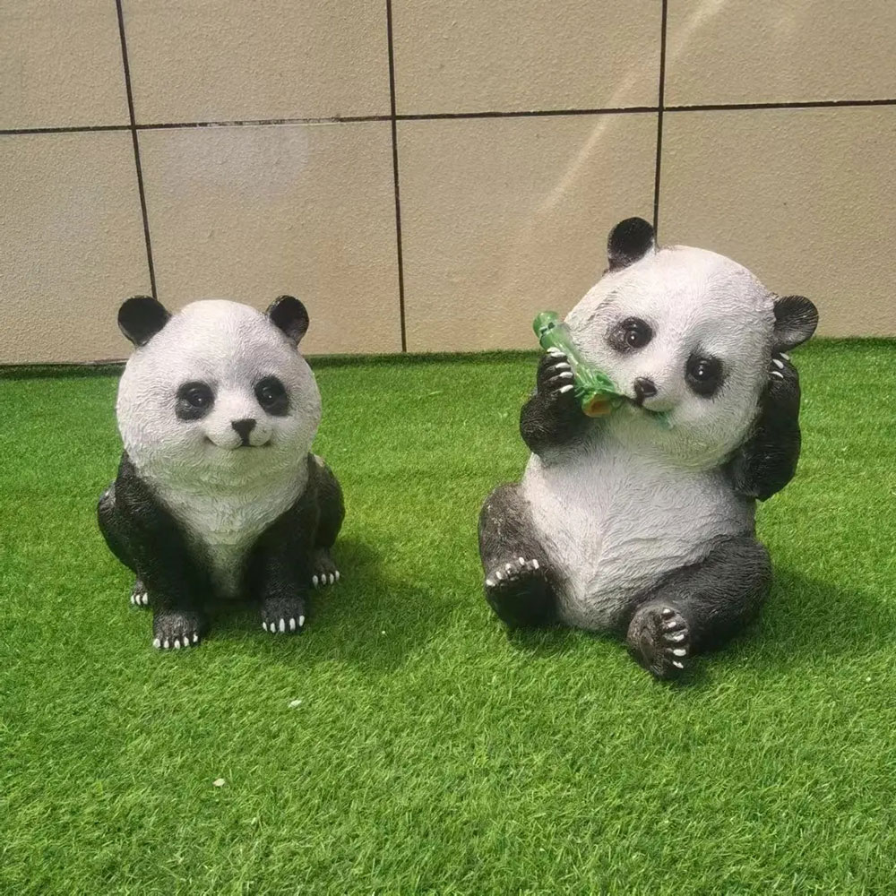 Two fiberglass Panda Bear Sculpture figures