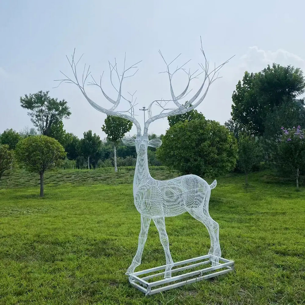 stainless steel Wire Deer Statue with antlers