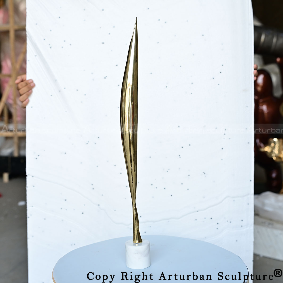 0 Minimalist brass Bird in Space Sculpture display