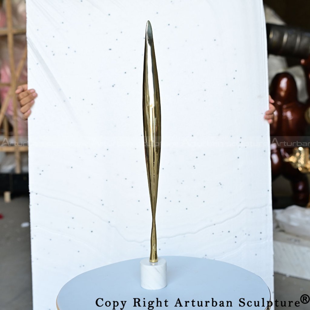 4 Brass Bird in Space Sculpture on pedestal