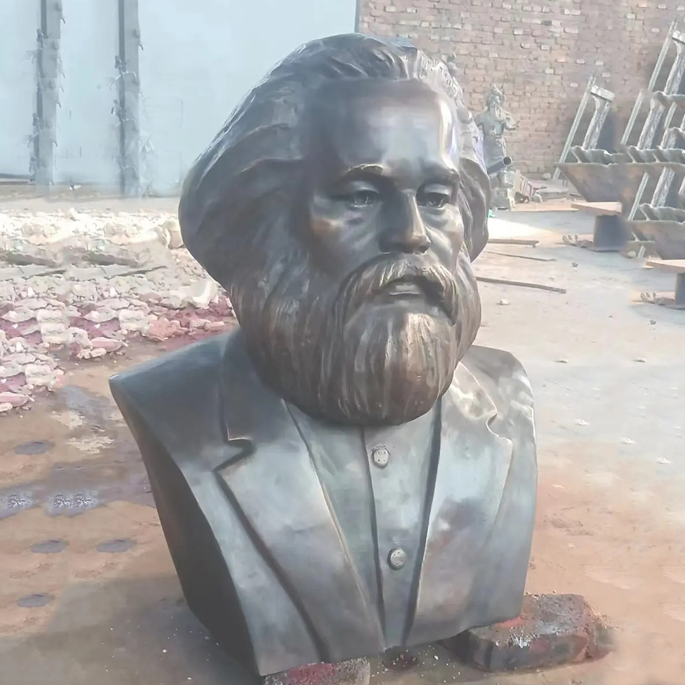 Antique Bronze Marx Busto with sculpted beard