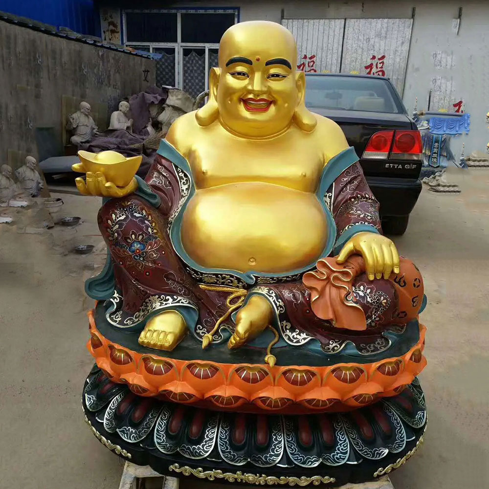Bronze-Buddha-Happy-Statue-with-painted-robes2