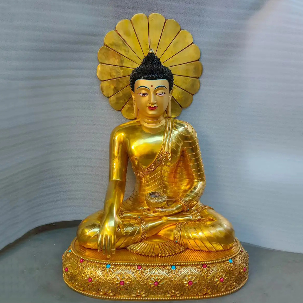 Bronze Buddha Sculpture for Home with Halo
