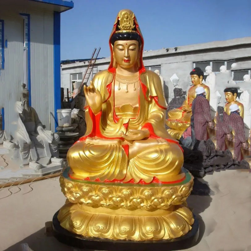 Bronze Chinese Goddess of Mercy Statue Seated