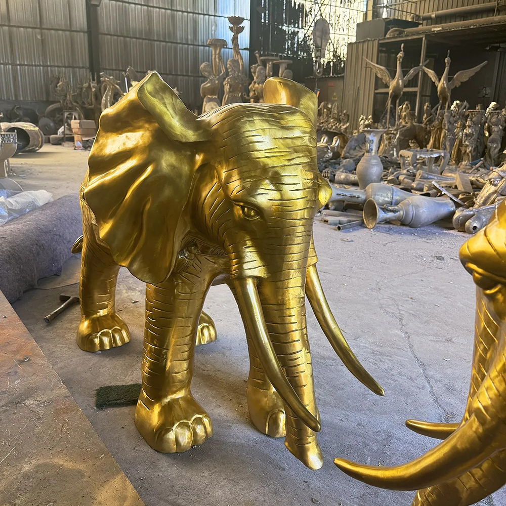 Bronze Golden Elephant Sculpture with Large Ears