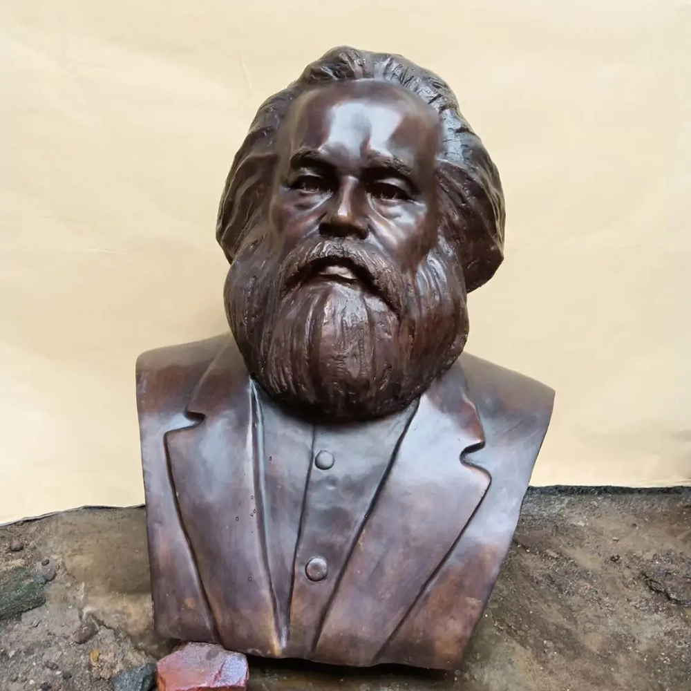 Bronze Karl Marx Head Statue with Beard