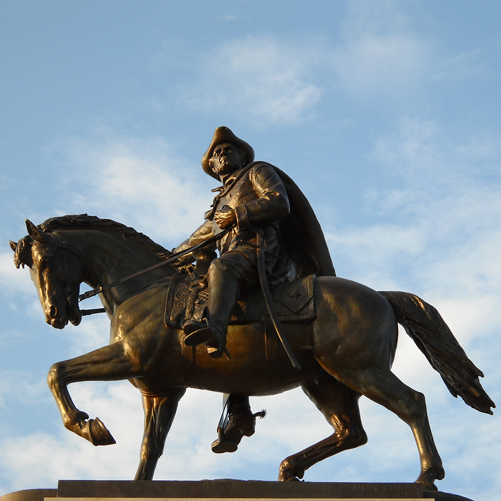Bronze Sam Houston equestrian sculpture with horse