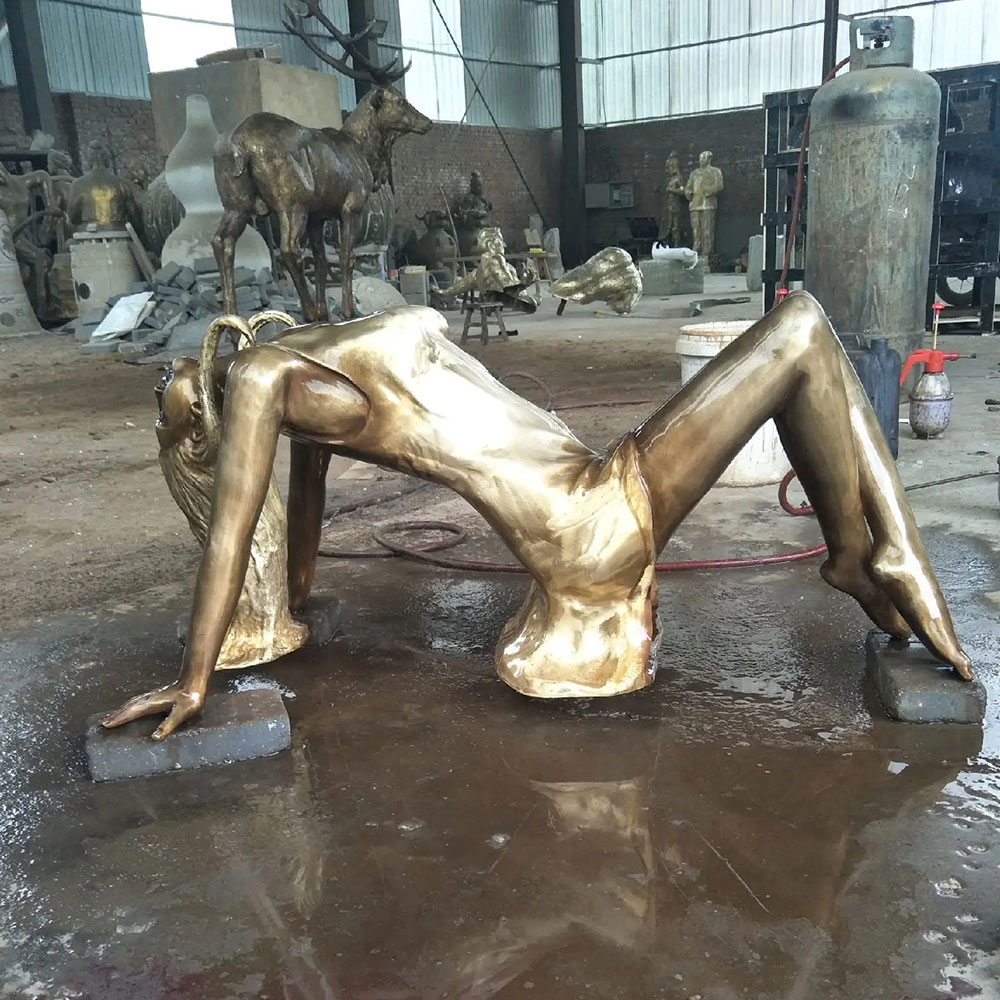 Bronze Woman Sculpture Coffee Table Female Figure